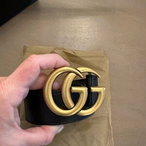 Women’s Plus Size Black and Gold leather belt Fits Pants Sz20-22 up to 50”Waist